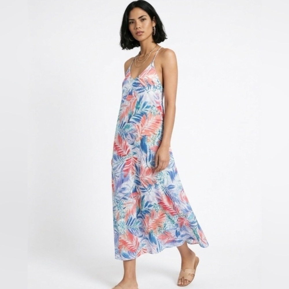 NWOT Nicole Miller Silky Spaghetti Strap Floral Maxi Dress with Pockets Small